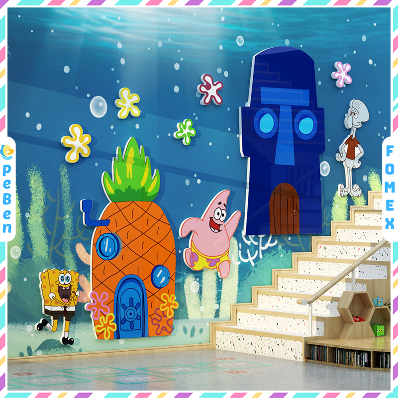  Tranh Fomex EPeBen dán tường nổi 3d Spongebob đại dương  trang trí Phòng cho bé, Phòng ngủ, Mẫu giáo 