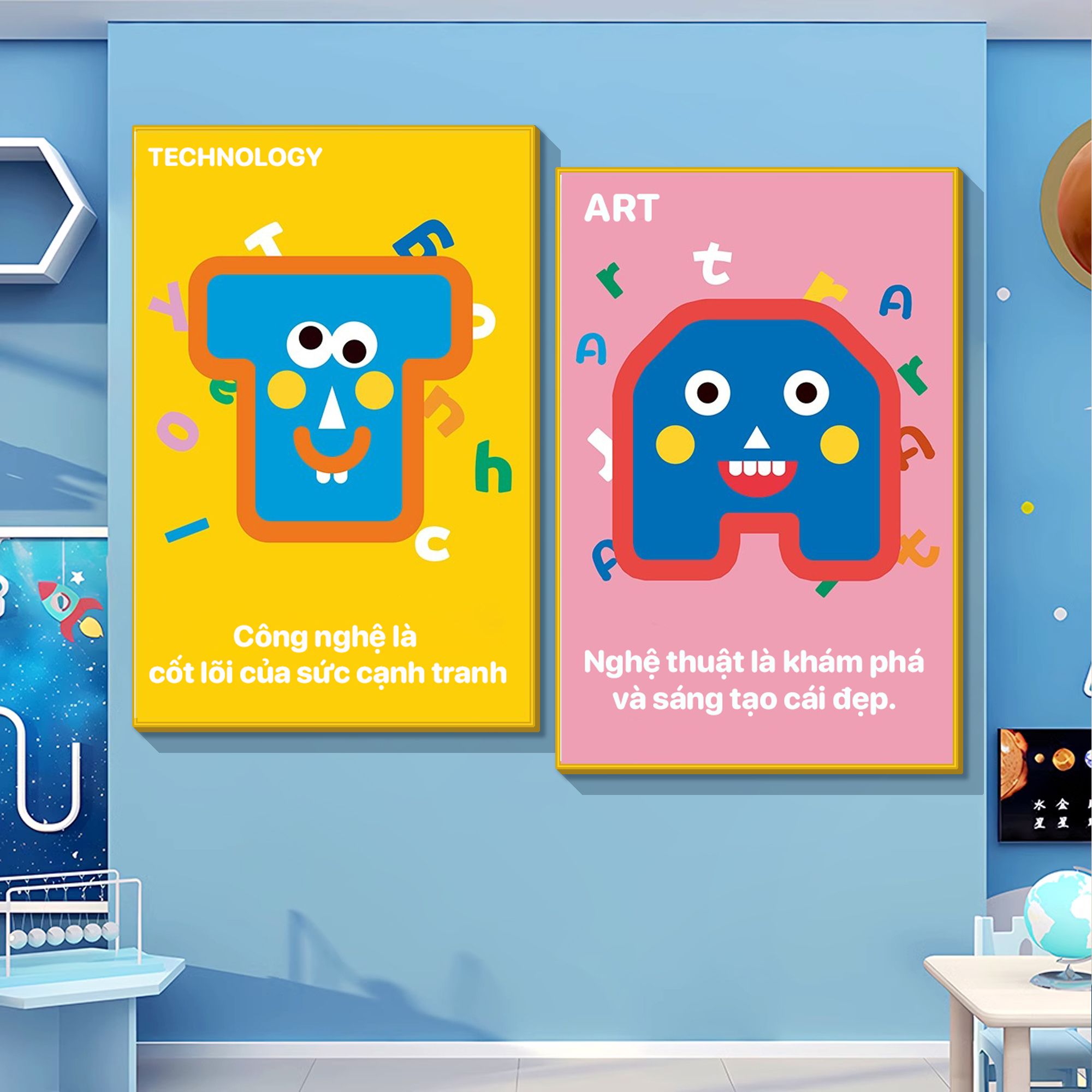  Tranh Fomex EPeBen Hình trang trí lớp học tiếng Anh mẫu giáo, thư viện, lớp học thêm, cơ sở đào tạo, hình nền dán tường 