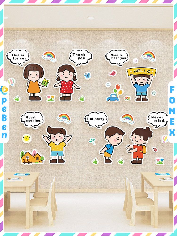  Tranh Fomex EPeBen Hình trang trí lớp học tiếng Anh mẫu giáo, thư viện, lớp học thêm, cơ sở đào tạo, hình nền dán tường 