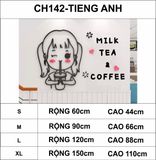  Tranh mica EPeBen dán tường nổi 3d hình cô bé yêu trà sữa decor trang trí trà sữa, quán quán nước 