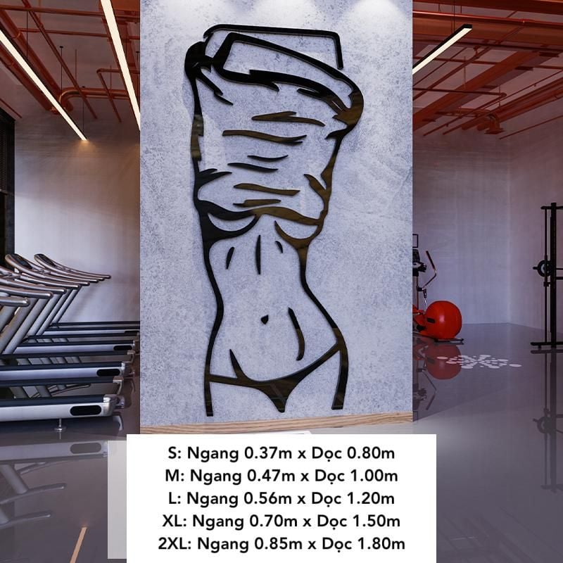  Tranh mica EPeBen dán tường nổi 3d hình Tay Nâng Tạ No pain, Hình cô gái sexy decor trang trí Phòng Tập Gym, Fitness 