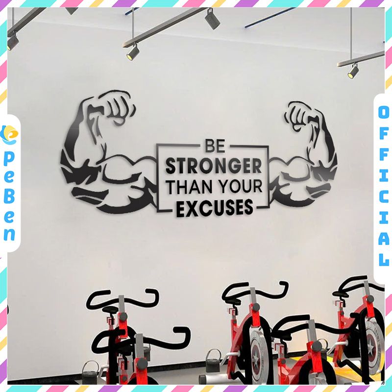  Tranh mica EPeBen dán tường nổi 3d hình STRONGER decor Trang Trí Phòng GYM,Phòng tập,phòng thể dục 