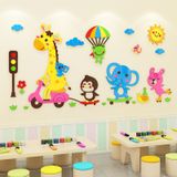  Tranh mica EPeBen dán tường nổi 3d hình hươu, voi, thỏ, chim tham gia giao thông, decor trang trí phòng cho bé, mầm non 
