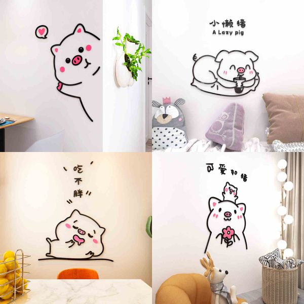  Tranh mica EPeBen dán tường nổi 3d hình Bé Heo Welcome trang trí cửa ra vào, cửa hàng, quán ăn, địa điểm kinh doanh - 