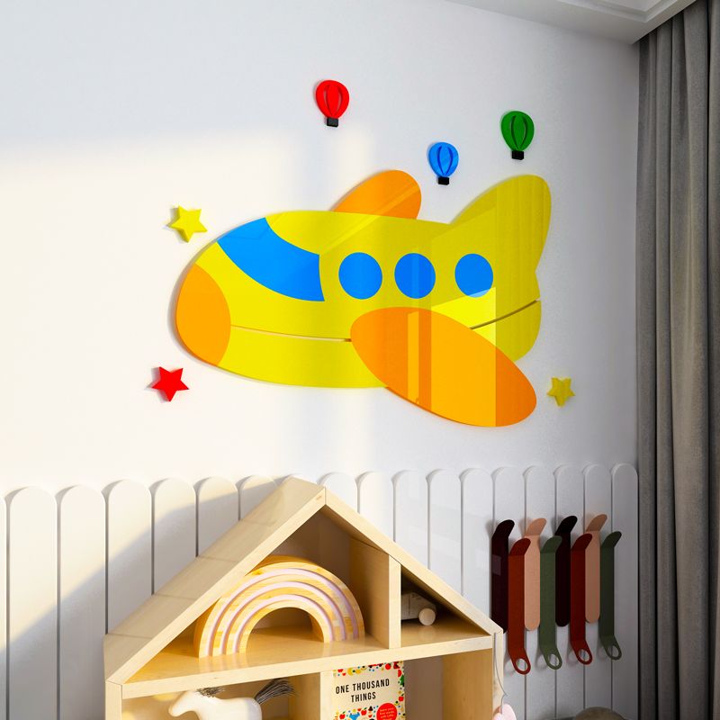  Tranh mica EPeBen dán tường nổi 3d hình Tên lửa, máy bay decor trang trí đầu giường phòng cho bé - 