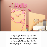  Tranh mica EPeBen dán tường nổi 3d hình Gấu Hello decor trang trí Quán Trà Sữa, Quán Bánh Ngọt 