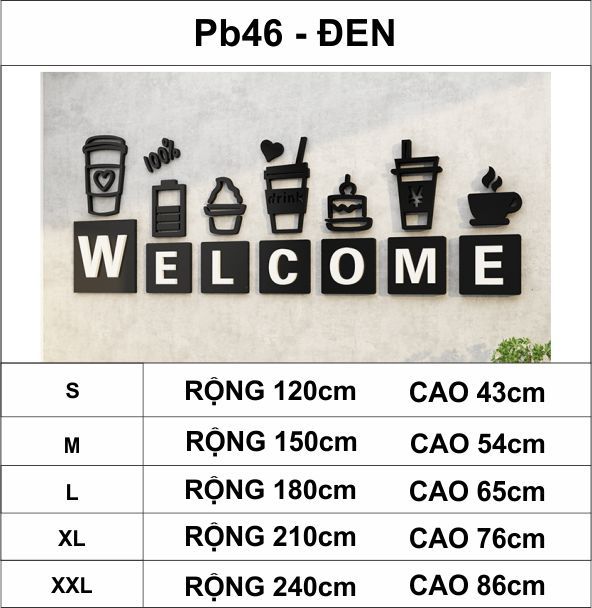  Tranh mica EPeBen dán tường nổi 3d hình Welcome quán cafe trang trí quầy bar, cửa hàng, trà sữa, trà chanh, quán nước 