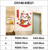  Tranh mica EPeBen dán tường nổi 3d hình mèo thần tài may mắn decor trang trí quầy thu ngân, cửa hàng, nhà hàng 