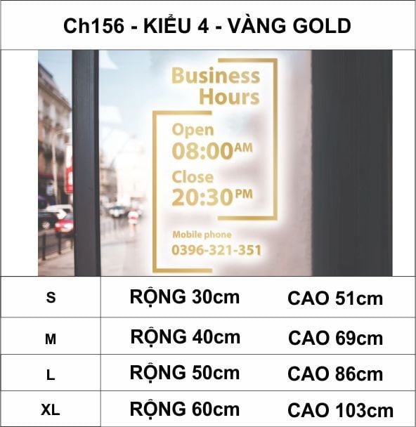  Chữ mica giờ làm việc, logo theo yêu cầu (chữ dán nổi) welcome trang trí cửa kính ra vào, cửa hàng,quán ăn,kinh doanh 