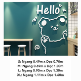  Tranh mica EPeBen dán tường nổi 3d hình Gấu Hello decor trang trí Quán Trà Sữa, Quán Bánh Ngọt 