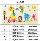  Tranh mica EPeBen dán tường nổi 3d hình hươu, voi, thỏ, chim tham gia giao thông, decor trang trí phòng cho bé, mầm non 