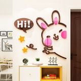  Tranh mica EPeBen dán tường nổi 3d hình Thỏ Con, cún con Hi trang trí cửa ra vào, cửa hàng, quán ăn, địa điểm kinh doanh 