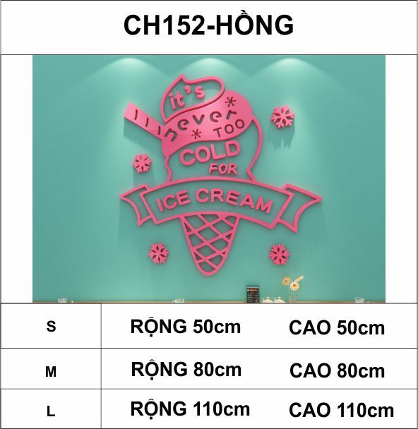  Tranh mica EPeBen dán tường nổi 3d hình Ice Cream decor trang trí cửa hàng kem tươi, quán bar, quầy thu ngân 
