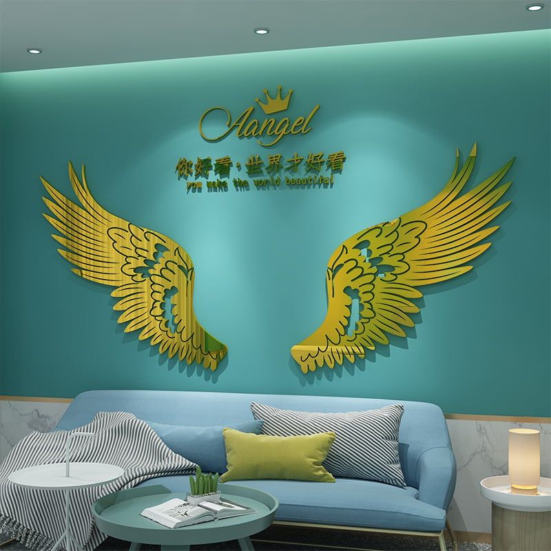  Tranh mica EPeBen dán tường nổi 3d hình đôi cánh thiên thần decor trang trí nhà, cửa hàng, shop thời trang 