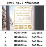  Chữ mica giờ làm việc, logo theo yêu cầu (chữ dán nổi) welcome trang trí cửa kính ra vào, cửa hàng,quán ăn,kinh doanh 