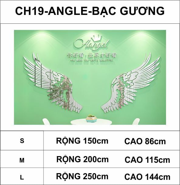  Tranh mica EPeBen dán tường nổi 3d hình đôi cánh thiên thần decor trang trí nhà, cửa hàng, shop thời trang 