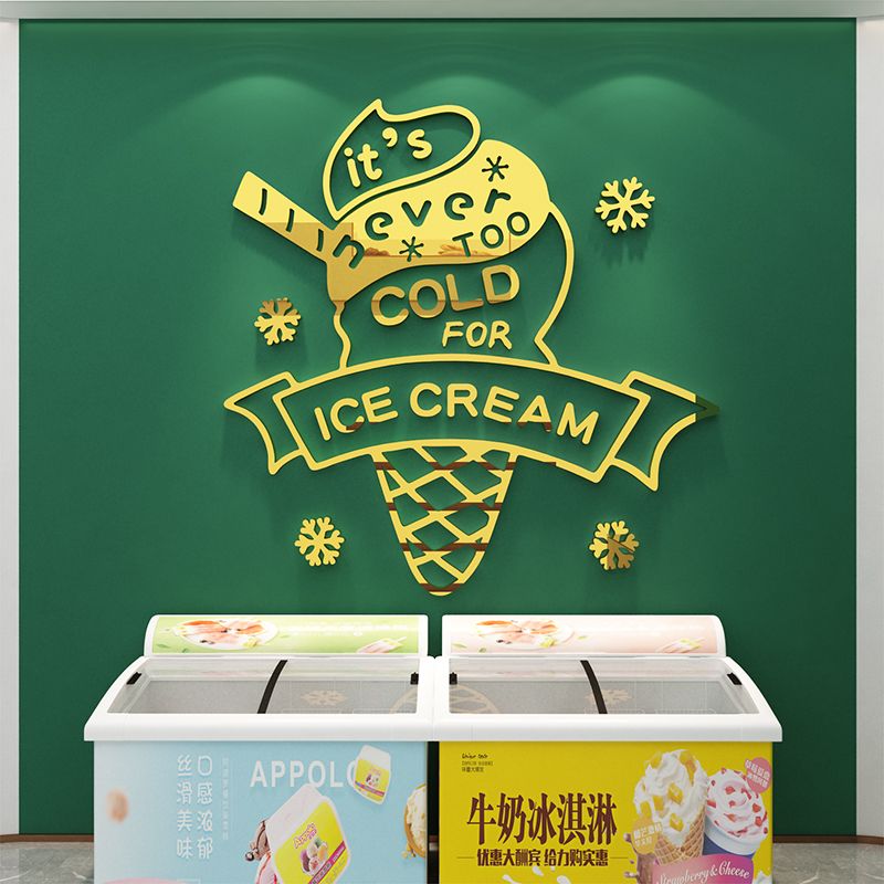  Tranh mica EPeBen dán tường nổi 3d hình Ice Cream decor trang trí cửa hàng kem tươi, quán bar, quầy thu ngân 