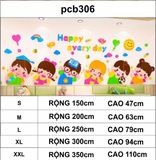  Tranh mica EPeBen dán tường nổi 3d hình lớp học của bé vui vẻ mỗi ngày, Happy everyday trang trí phòng cho bé, mầm non 
