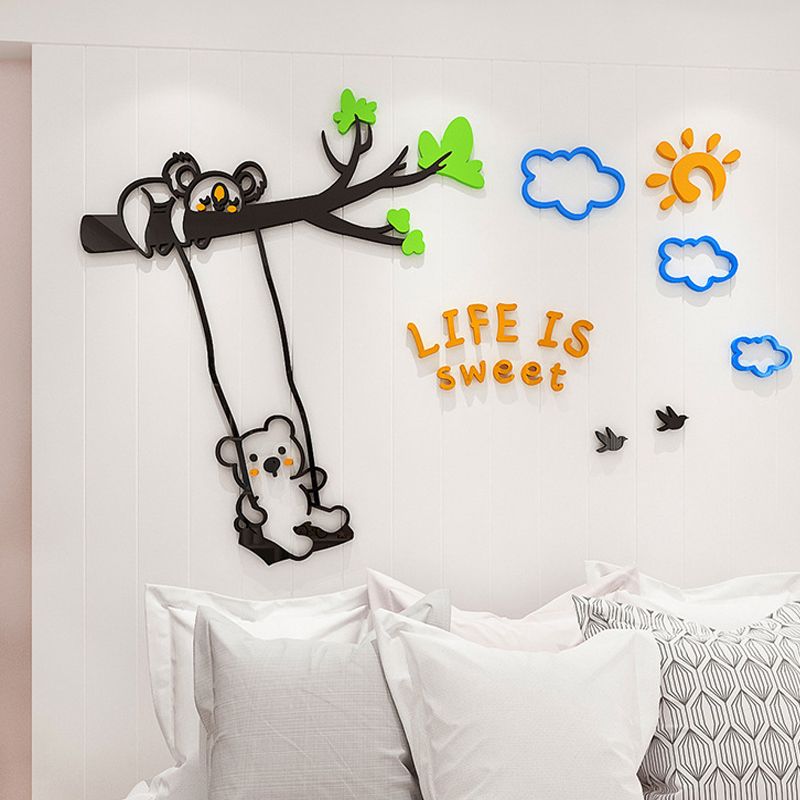  Tranh mica EPeBen dán tường nổi 3d hình gấu koala đu cây Life is sweet decor trang trí Phòng Cho Bé, Phòng Ngủ 
