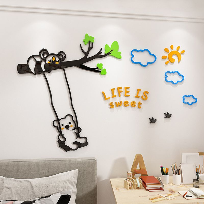  Tranh mica EPeBen dán tường nổi 3d hình gấu koala đu cây Life is sweet decor trang trí Phòng Cho Bé, Phòng Ngủ 