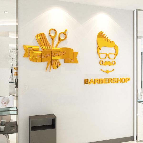  Tranh mica EPeBen dán tường nổi 3d hình tóc nam décor hair shop barber shop trang trí tường tiệm tóc, salon, spa làm đẹp 