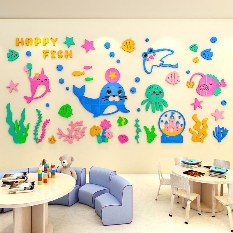  Tranh mica EPeBen dán tường nổi 3d hình Nàng Tiên Cá  decor trang trí Phòng cho bé, Phòng ngủ, Phòng khách,Mầm non 
