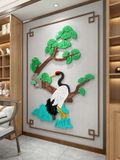  Tranh mica EPeBen dán tường nổi 3d hình Chậu Hoa Đào Cúc Trúc Mai tứ quý decor trang trí Nhà Cửa, Phòng Bếp 