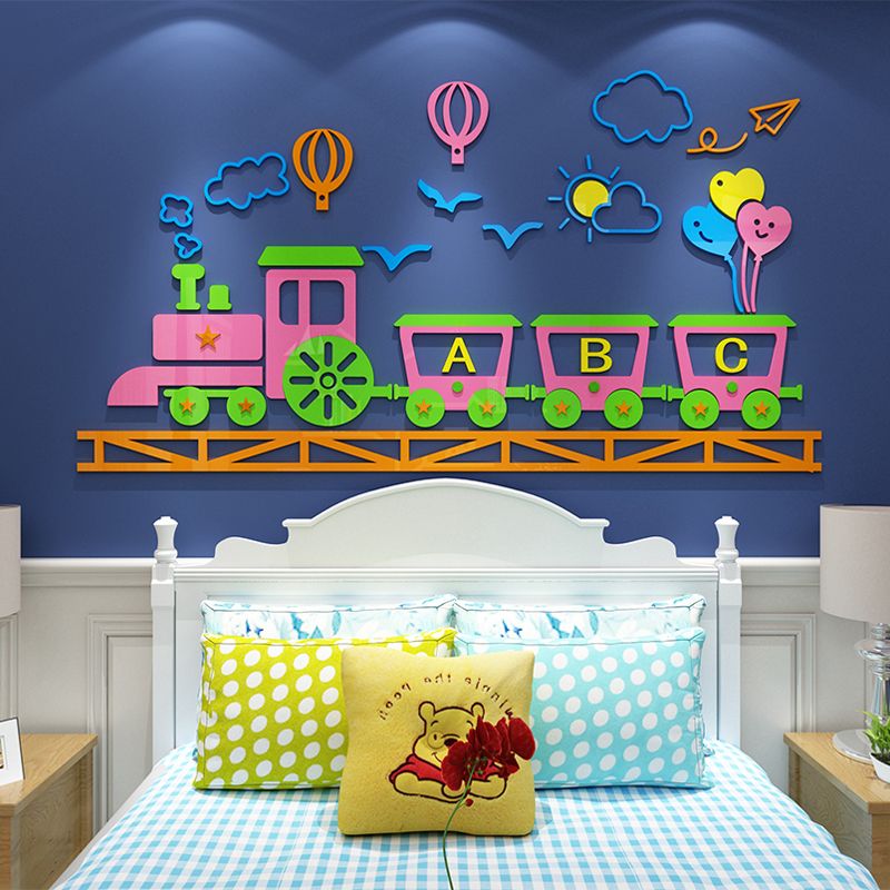  Tranh mica EPeBen dán tường nổi 3d hình Đoàn Tàu Xe Lửa decor trang trí Lớp Tiếng Anh, Mầm Non 