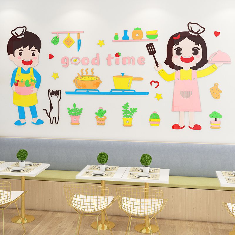  Tranh mica EPeBen dán tường nổi 3d hình Nấu ăn  vui vẻ decor trang trí Phòng khách, Phòng bếp, Mẫu giáo 
