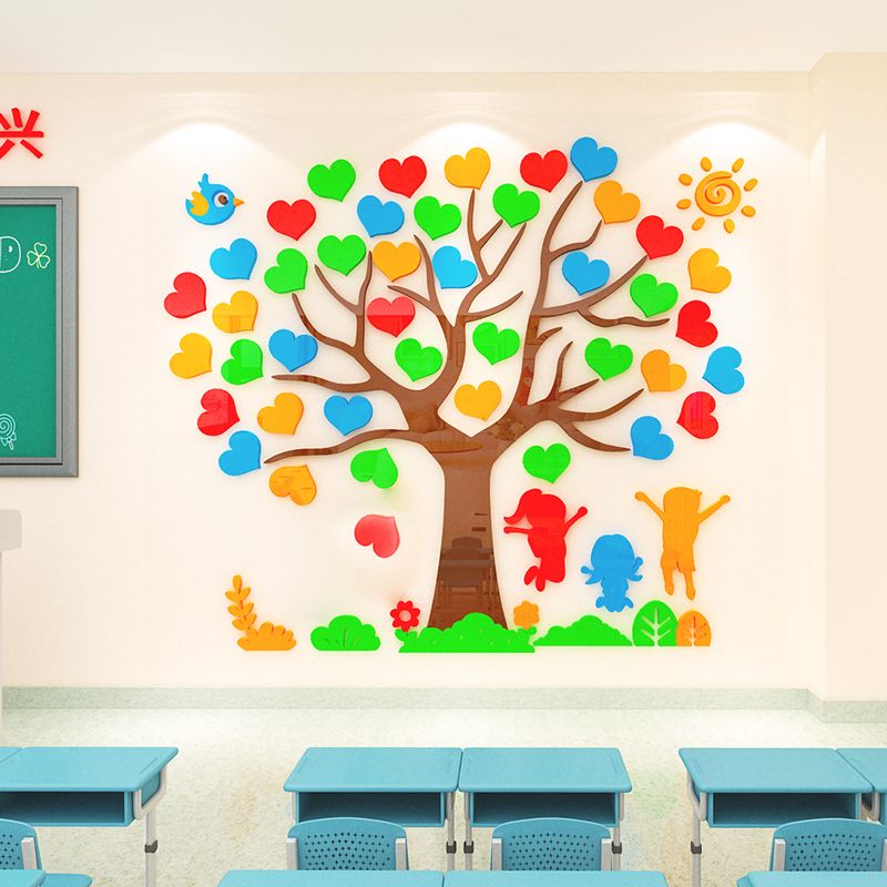 Tranh mica EPeBen dán tường nổi 3d hình Cây trái tim Dán Điều Ước decor trang trí Lớp tiểu học, Mầm Non cho bé 