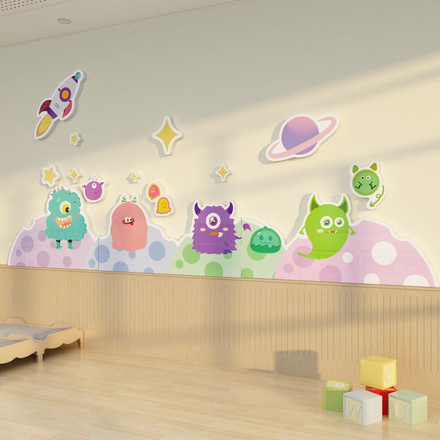  Tranh Fomex EPeBen dán tường nổi 3d Hình Quái vật một mắt decor trang trí Phòng cho bé, Phòng ngủ, Mẫu giáo 