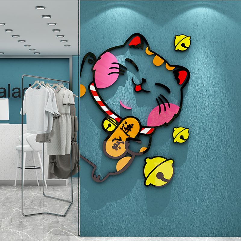  Tranh mica EPeBen dán tường nổi 3d hình Mèo May Mắn Thần Tài decor trang trí Quán Trà Sữa, Quán Nước 