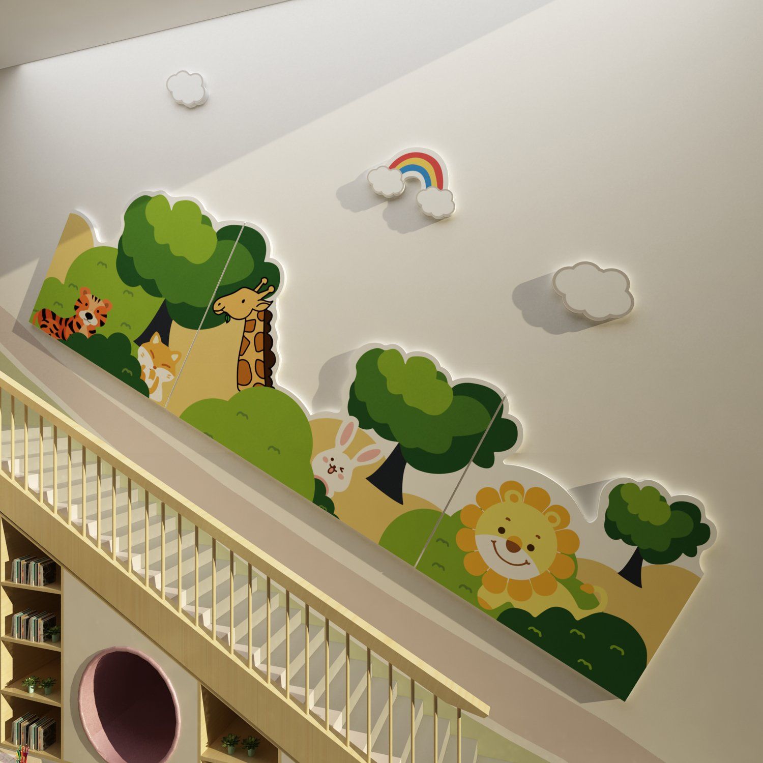  Tranh Fomex EPeBen dán tường nổi 3d Hình Muôn Thú Trong Rừng decor trang trí Phòng ngủ, Phòng khách, Mẫu giáo 