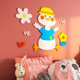  Tranh mica EPeBen dán tường nổi 3d hình Vịt Dễ Thương (có hoa và chữ xung quanh) decor trang trí Phòng Cho Bé, Mẫu Giáo 