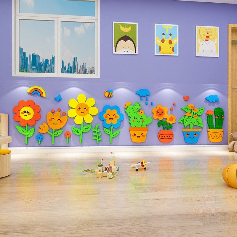  Tranh mica EPeBen dán tường nổi 3d hình Các con vật vui vẻ decor trang trí Phòng ngủ cho bé, Dán đầu giường, Chân Tường 