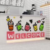  Tranh mica EPeBen dán tường nổi 3d hình Welcome Trà Sữa decor trang trí Cửa Hàng, Quán Nước 