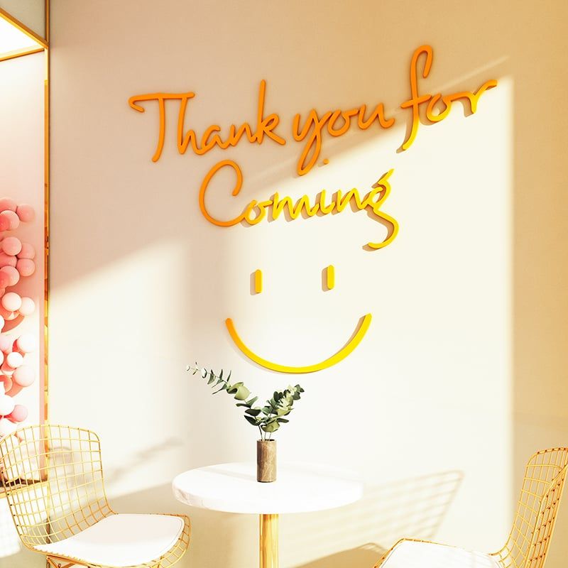  Tranh mica EPeBen dán tường nổi 3d hình Thank You For Coming decor trang trí Cửa Hàng, Quán Trà Sữa 