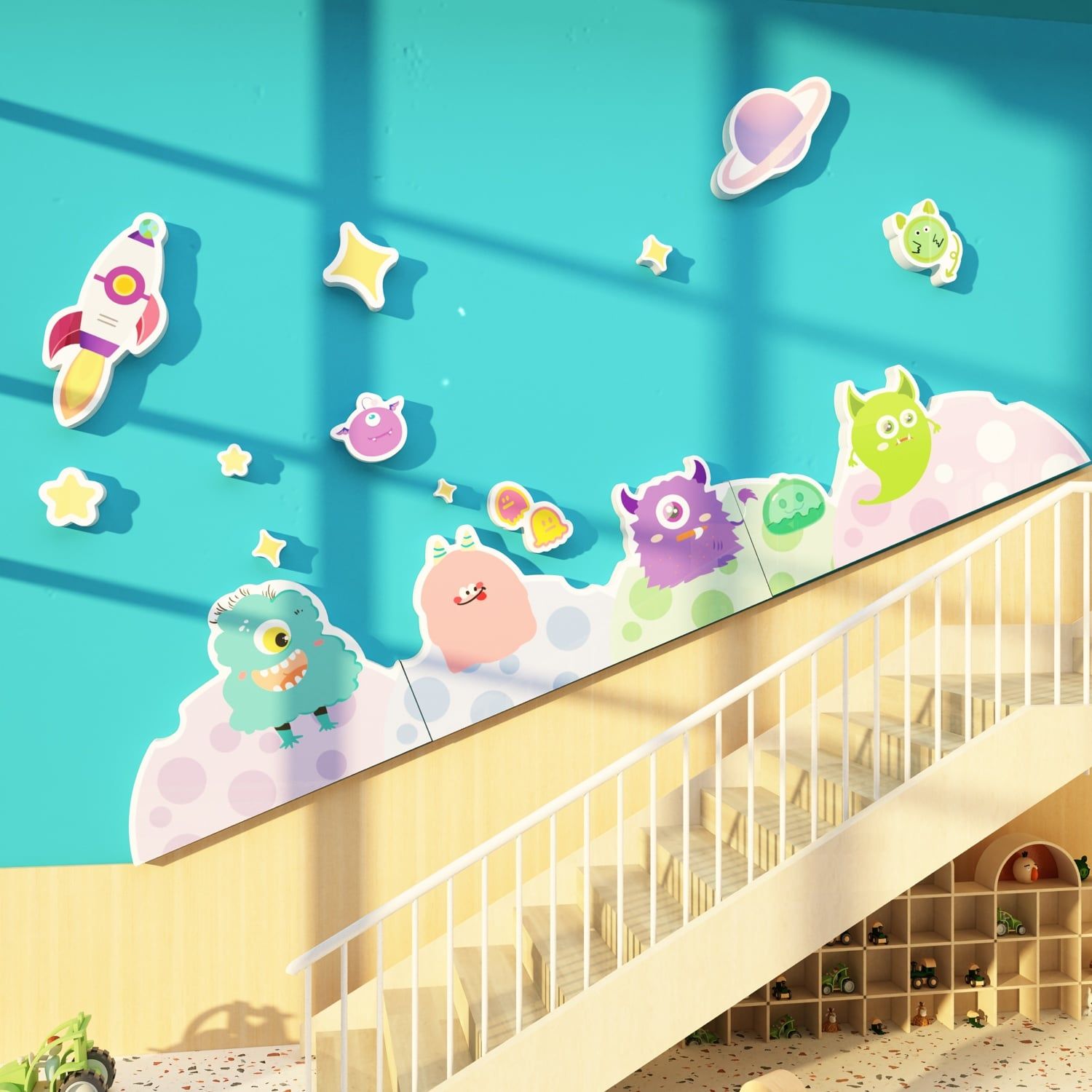  Tranh Fomex EPeBen dán tường nổi 3d Hình Quái vật một mắt decor trang trí Phòng cho bé, Phòng ngủ, Mẫu giáo 