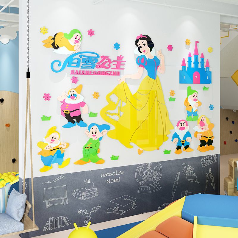  Nháp PCB311 - Tranh mica EPeBen dán tường nổi 3d hình Nàng Bạch Tuyết và 7 chú lùn decor trang trí phòng cho bé, mầm non, mẫu giáo 