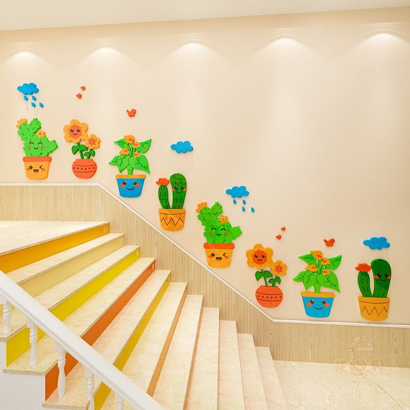  Tranh mica EPeBen dán tường nổi 3d hình Cây Hoa decor trang trí Phòng cho bé, Phòng học, Cầu thang lớp mẫu giáo, Chân Tường 