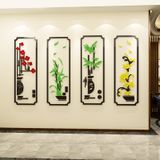 Tranh mica EPeBen dán tường nổi 3d hình Chậu Hoa Đào Cúc Trúc Mai tứ quý decor trang trí Nhà Cửa, Phòng Bếp 