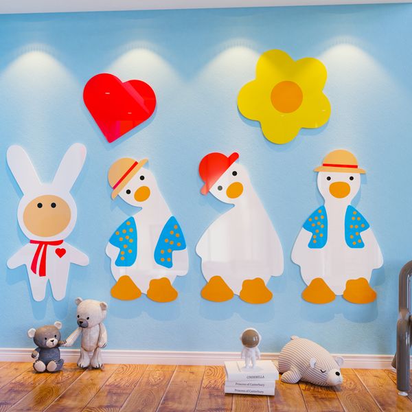  Tranh mica EPeBen dán tường nổi 3d hình Con Vịt Con Thỏ Dễ Thương decor trang trí Phòng Cho Bé, Mẫu Giáo 