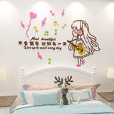  Tranh mica EPeBen dán tường nổi 3d hình dán cô gái cùng những nốt nhạc decor trang trí Phòng ngủ, Phòng khách, Phòng học 