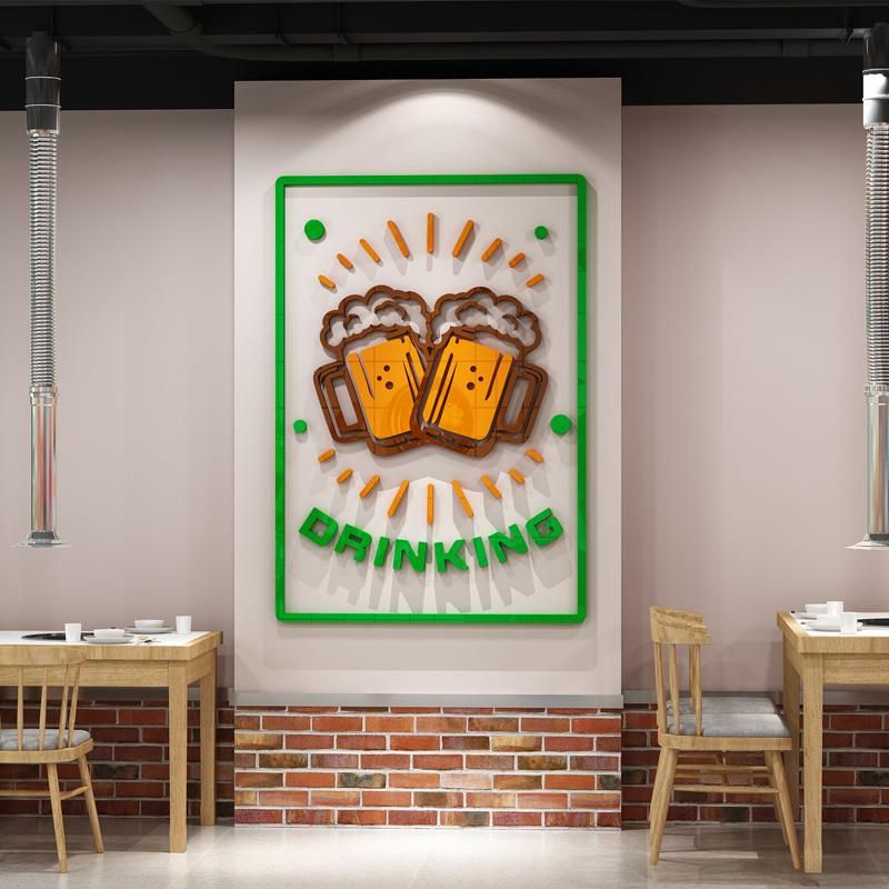  Tranh mica EPeBen dán tường nổi 3d hình Quán Bia decor trang trí Quán Nhậu, Quán Đồ Nướng 