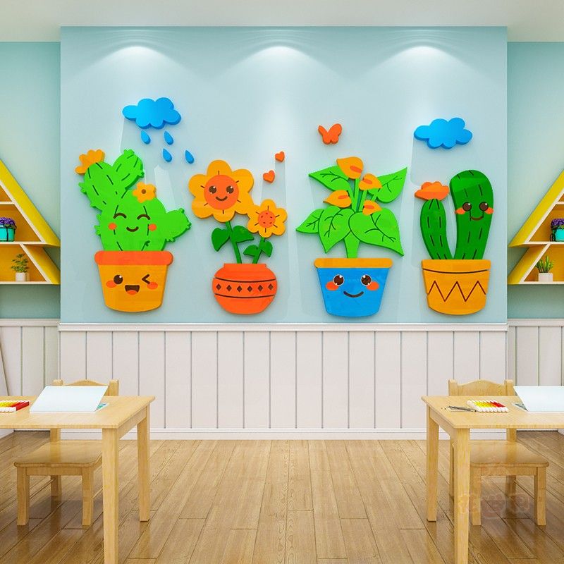  Tranh mica EPeBen dán tường nổi 3d hình Cây Hoa decor trang trí Phòng cho bé, Phòng học, Cầu thang lớp mẫu giáo, Chân Tường 