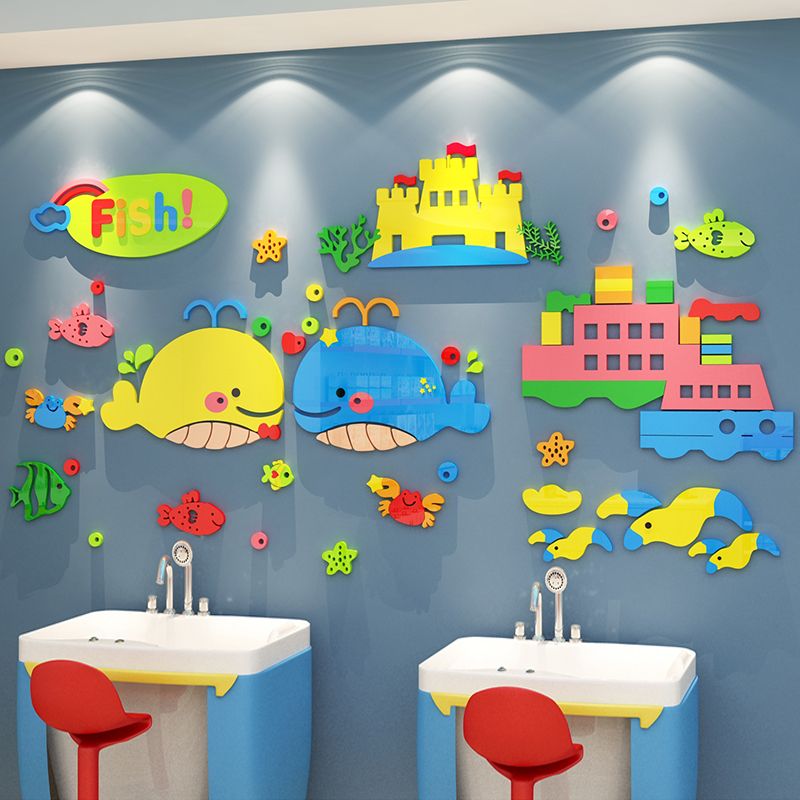  Tranh mica EPeBen dán tường nổi 3d Sự thú vị dưới lòng đại dương trang trí Phòng cho bé, Phòng ngủ 