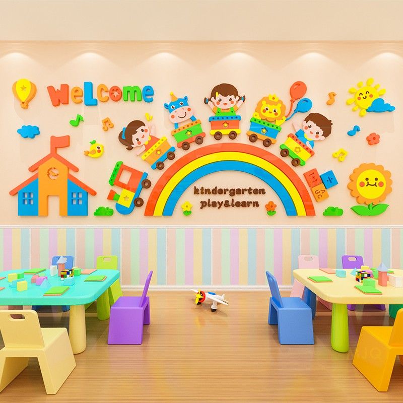  Tranh mica EPeBen dán tường nổi 3d hình Welcome Cầu vồng, Chào Mừng decor trang trí Mẫu Giáo, Mầm Non 