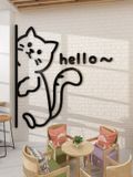  Tranh mica nổi 3d dán tường Mèo sinh hoạt đáng yêu hello trang trí Dán Cửa hàng, Shop Quần Áo, phòng ngủ, trà sữa 