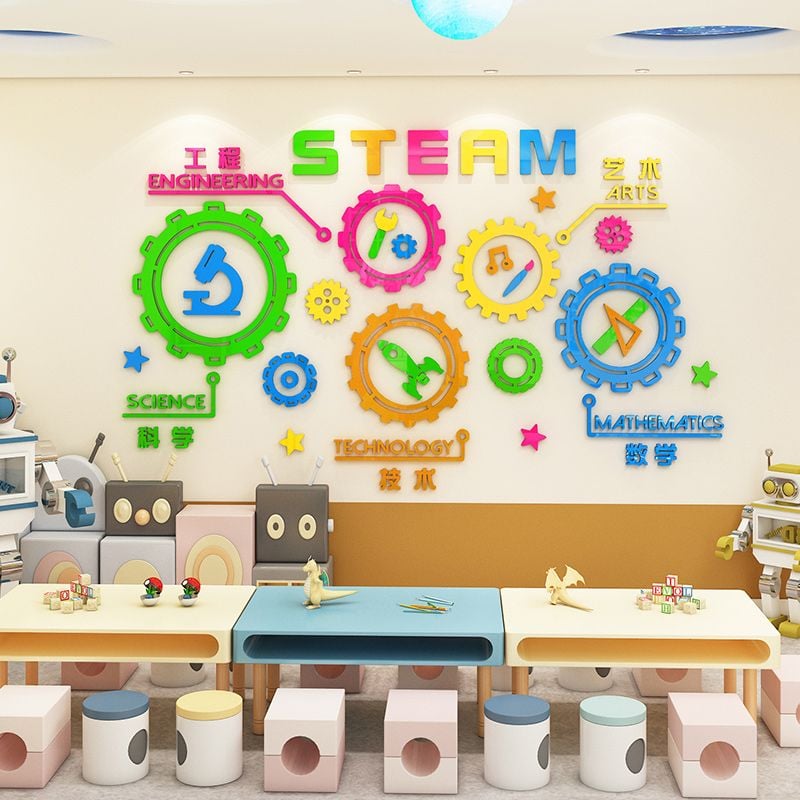  Tranh mica EPeBen dán tường nổi 3d hình STEAM decor trang trí Phòng Các môn học, Sáng tạo, Thí Nghiệm, Tin Học, tiểu học 
