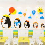  Tranh mica EPeBen dán tường nổi 3d hình Đàn Chim Cánh Cụt bóng bay decor trang trí Mầm Non, Mẫu Giáo, cầu thang 